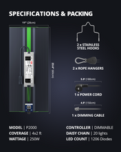 Load image into Gallery viewer, ViparSpectra® P2000 250W LED Grow Light with MeanWell Driver for 120x90CM Grow Tent